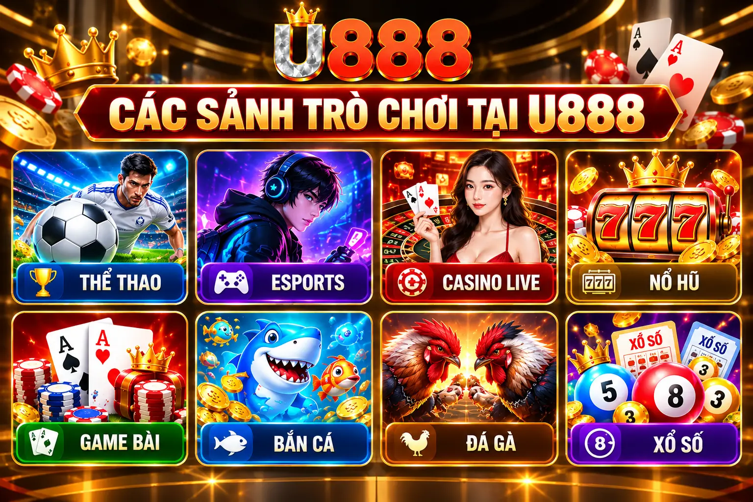 U888 22 Các Sảnh Trò Chơi Tại U888